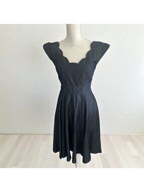 eSHAKTI Denim Scalloped A Line Dress Size Small